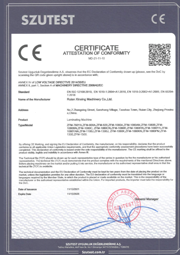 Certificate Attestation Of Conformity