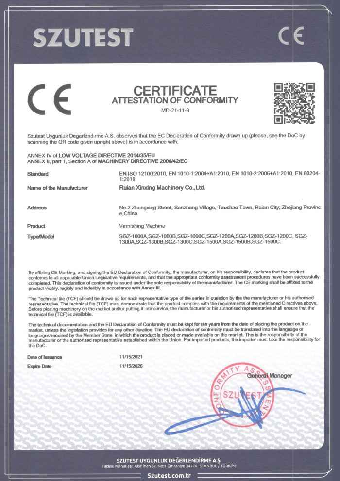 Certificate Attestation Of Conformity